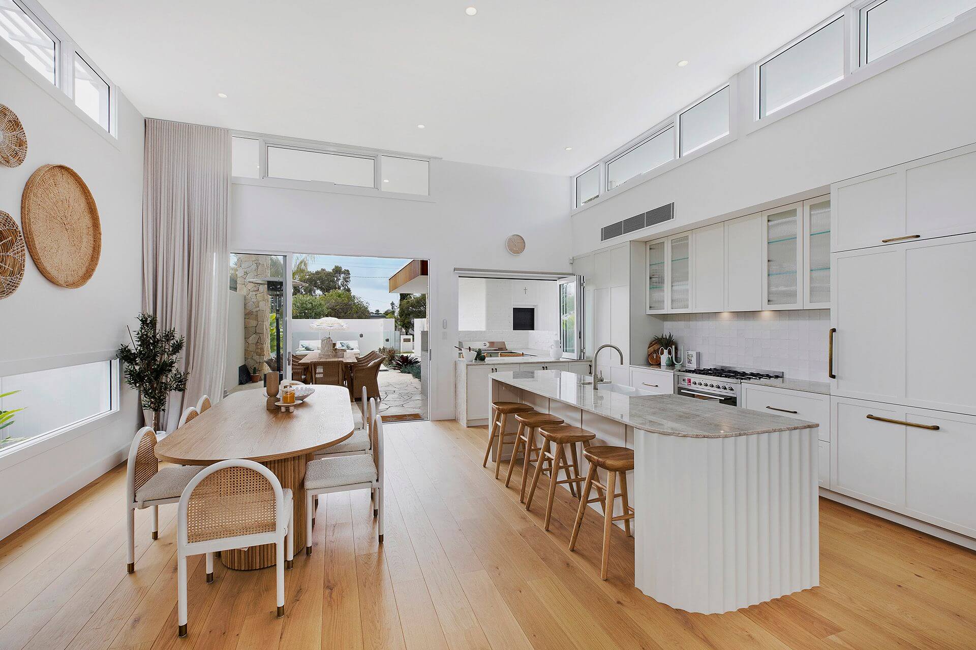 Modern kitchen with outdoor area in background